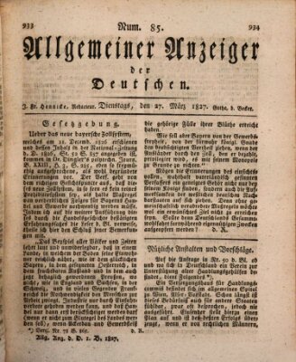 Allgemeiner Anzeiger der Deutschen Dienstag 27. März 1827