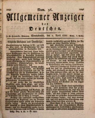 Allgemeiner Anzeiger der Deutschen Samstag 7. April 1827