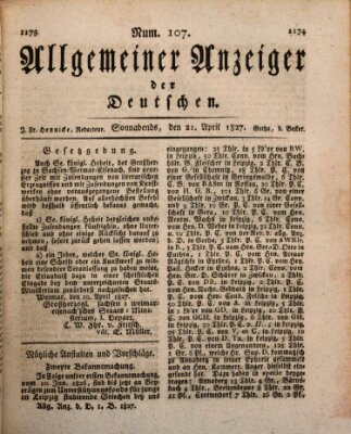 Allgemeiner Anzeiger der Deutschen Samstag 21. April 1827