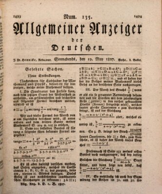 Allgemeiner Anzeiger der Deutschen Samstag 19. Mai 1827