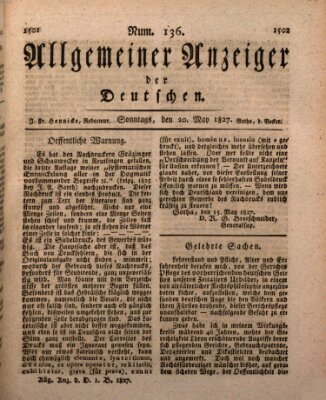 Allgemeiner Anzeiger der Deutschen Sonntag 20. Mai 1827