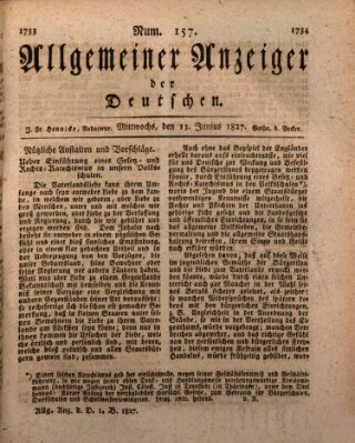 Allgemeiner Anzeiger der Deutschen Mittwoch 13. Juni 1827