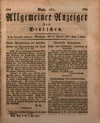 Allgemeiner Anzeiger der Deutschen Sonntag 17. Juni 1827