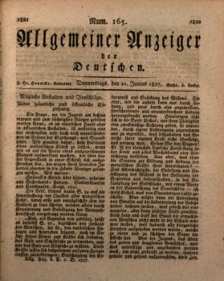 Allgemeiner Anzeiger der Deutschen Donnerstag 21. Juni 1827