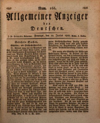 Allgemeiner Anzeiger der Deutschen Freitag 22. Juni 1827