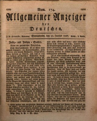 Allgemeiner Anzeiger der Deutschen Samstag 30. Juni 1827