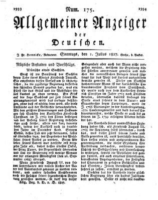 Allgemeiner Anzeiger der Deutschen Sonntag 1. Juli 1827