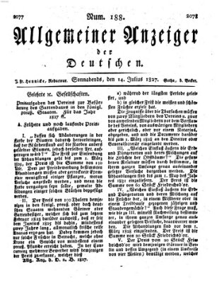 Allgemeiner Anzeiger der Deutschen Samstag 14. Juli 1827