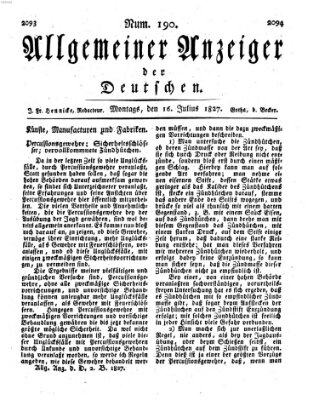 Allgemeiner Anzeiger der Deutschen Montag 16. Juli 1827