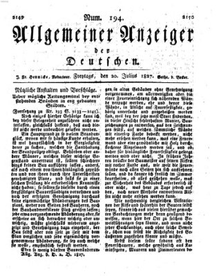 Allgemeiner Anzeiger der Deutschen Freitag 20. Juli 1827