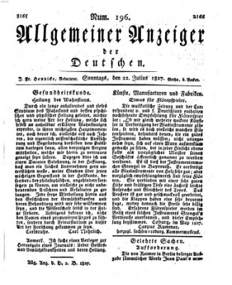 Allgemeiner Anzeiger der Deutschen Sonntag 22. Juli 1827