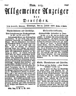 Allgemeiner Anzeiger der Deutschen Sonntag 29. Juli 1827