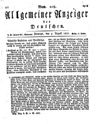 Allgemeiner Anzeiger der Deutschen Freitag 3. August 1827