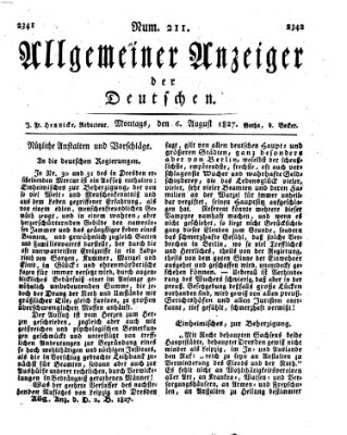 Allgemeiner Anzeiger der Deutschen Montag 6. August 1827