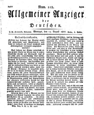 Allgemeiner Anzeiger der Deutschen Montag 13. August 1827