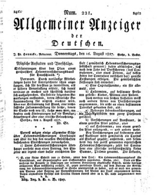 Allgemeiner Anzeiger der Deutschen Donnerstag 16. August 1827