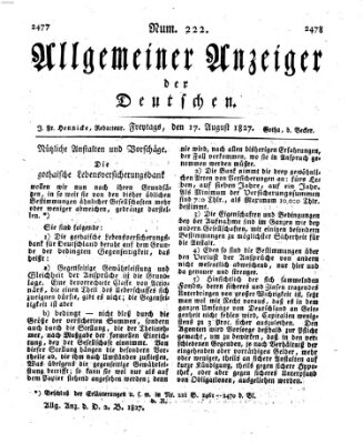 Allgemeiner Anzeiger der Deutschen Freitag 17. August 1827