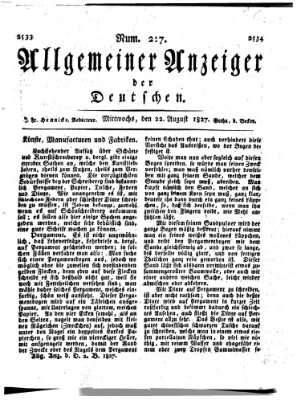 Allgemeiner Anzeiger der Deutschen Mittwoch 22. August 1827