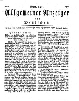 Allgemeiner Anzeiger der Deutschen Mittwoch 5. September 1827