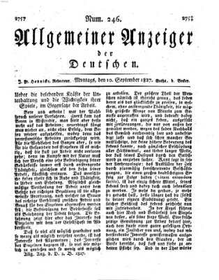 Allgemeiner Anzeiger der Deutschen Montag 10. September 1827