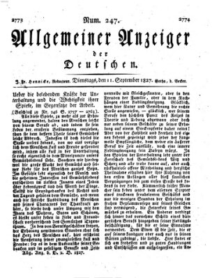 Allgemeiner Anzeiger der Deutschen Dienstag 11. September 1827