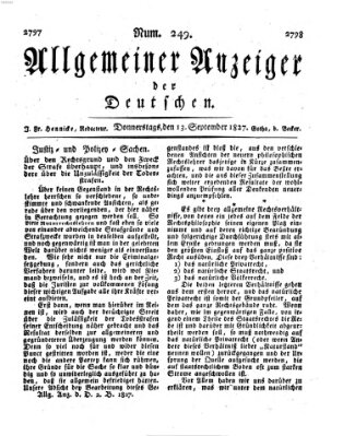 Allgemeiner Anzeiger der Deutschen Donnerstag 13. September 1827