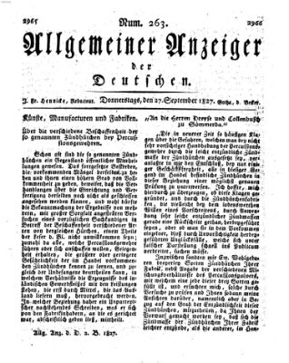 Allgemeiner Anzeiger der Deutschen Donnerstag 27. September 1827