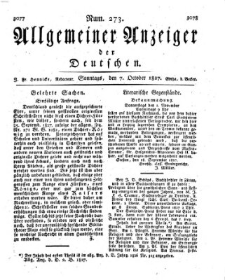 Allgemeiner Anzeiger der Deutschen Sonntag 7. Oktober 1827