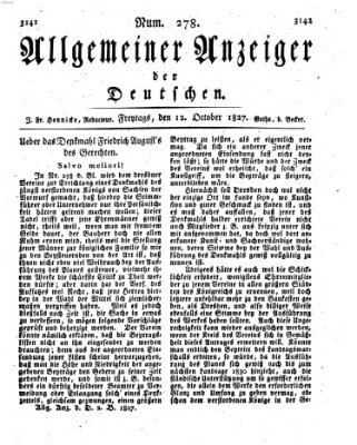 Allgemeiner Anzeiger der Deutschen Freitag 12. Oktober 1827