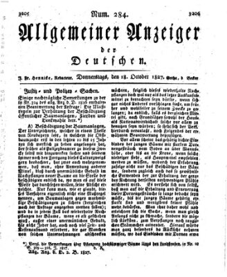 Allgemeiner Anzeiger der Deutschen Donnerstag 18. Oktober 1827