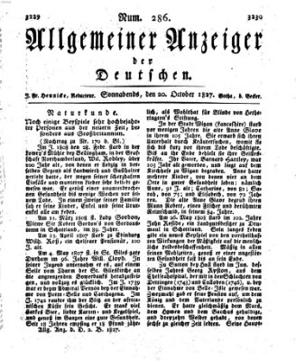 Allgemeiner Anzeiger der Deutschen Samstag 20. Oktober 1827