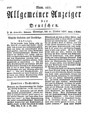 Allgemeiner Anzeiger der Deutschen Sonntag 21. Oktober 1827