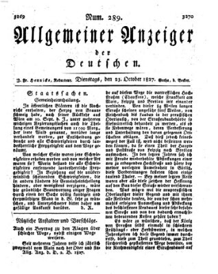 Allgemeiner Anzeiger der Deutschen Dienstag 23. Oktober 1827