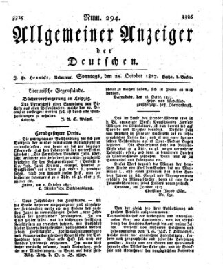 Allgemeiner Anzeiger der Deutschen Sonntag 28. Oktober 1827