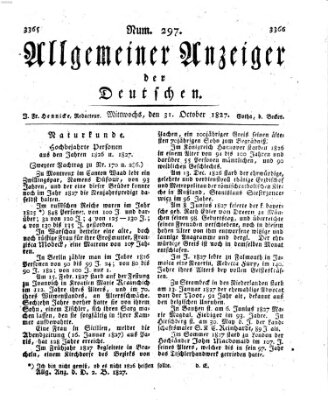 Allgemeiner Anzeiger der Deutschen Mittwoch 31. Oktober 1827