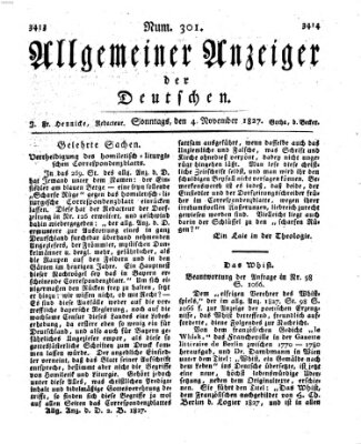 Allgemeiner Anzeiger der Deutschen Sonntag 4. November 1827