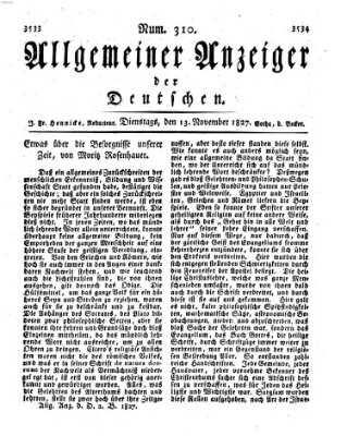 Allgemeiner Anzeiger der Deutschen Dienstag 13. November 1827