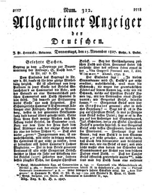 Allgemeiner Anzeiger der Deutschen Donnerstag 15. November 1827