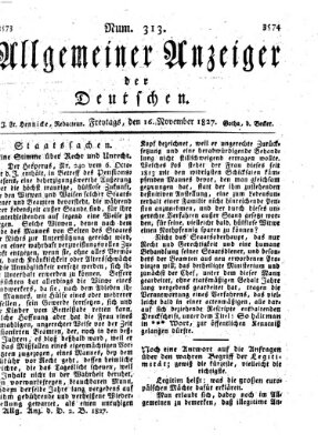 Allgemeiner Anzeiger der Deutschen Freitag 16. November 1827