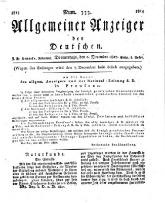 Allgemeiner Anzeiger der Deutschen Donnerstag 6. Dezember 1827