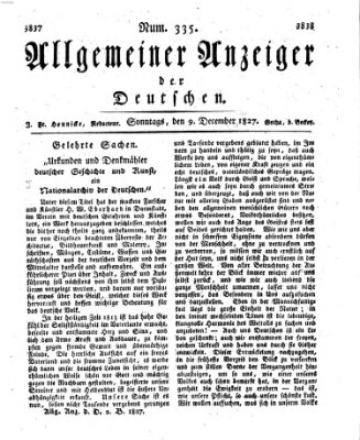 Allgemeiner Anzeiger der Deutschen Sonntag 9. Dezember 1827