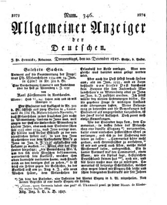 Allgemeiner Anzeiger der Deutschen Donnerstag 20. Dezember 1827