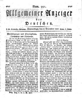 Allgemeiner Anzeiger der Deutschen Donnerstag 27. Dezember 1827