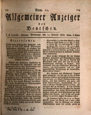 Allgemeiner Anzeiger der Deutschen Sonntag 13. Januar 1828