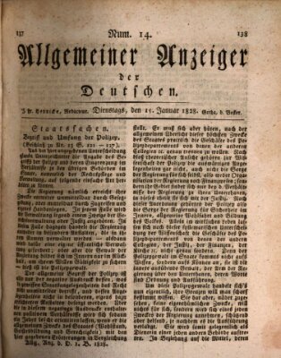 Allgemeiner Anzeiger der Deutschen Dienstag 15. Januar 1828