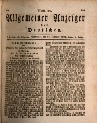 Allgemeiner Anzeiger der Deutschen Montag 21. Januar 1828