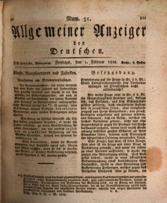 Allgemeiner Anzeiger der Deutschen Freitag 1. Februar 1828