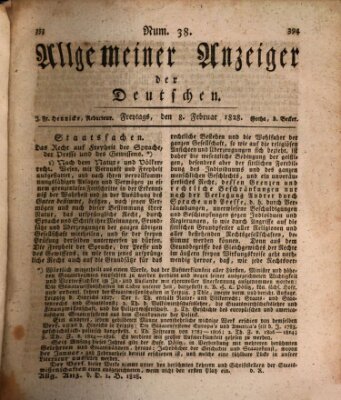 Allgemeiner Anzeiger der Deutschen Freitag 8. Februar 1828