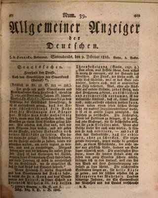 Allgemeiner Anzeiger der Deutschen Samstag 9. Februar 1828