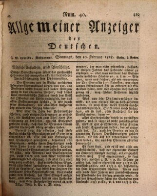 Allgemeiner Anzeiger der Deutschen Sonntag 10. Februar 1828